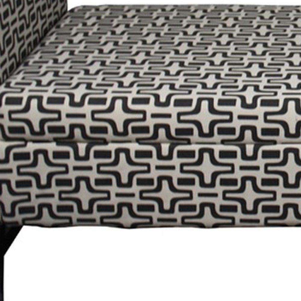 Modern Dark Brown and White Retro Star Print Storage Bench