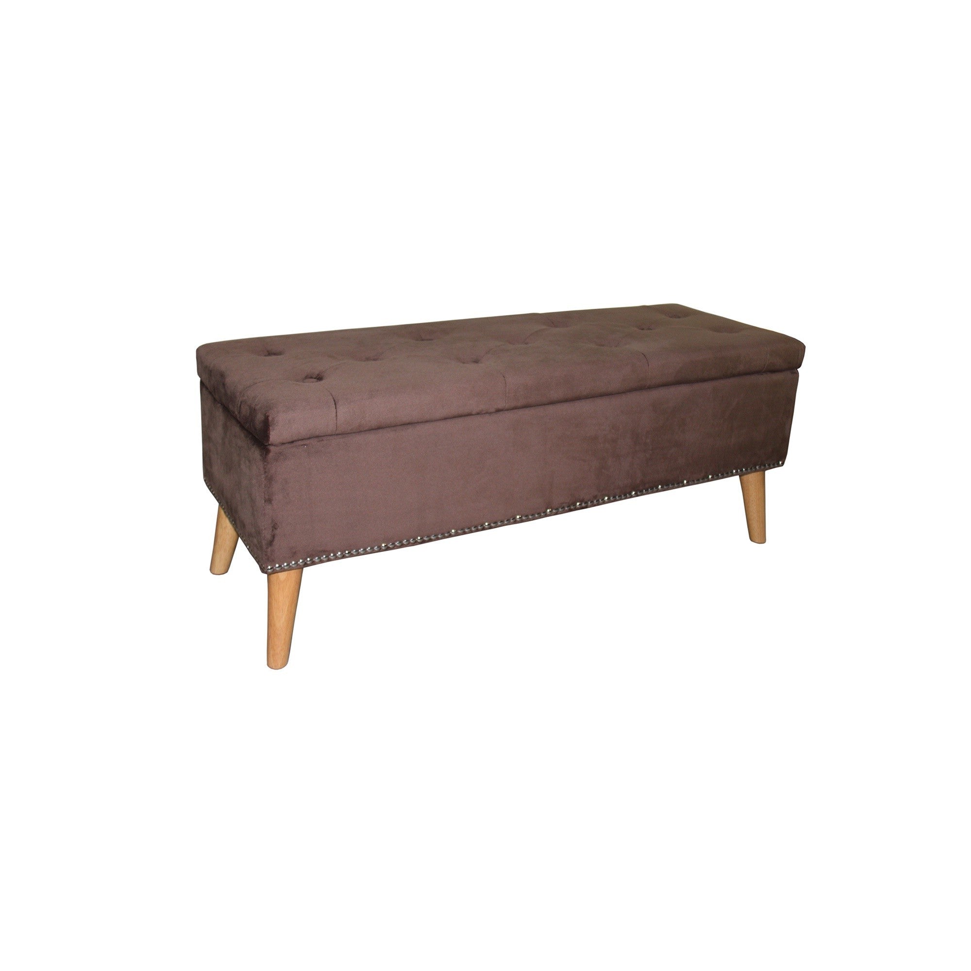 Cozy Brown Suede Storage Bench