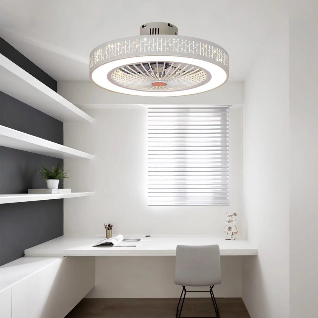 White Luxurious Ceiling Fan and Light
