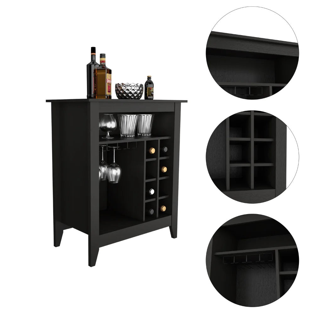 Black Bar Cart With Wine Storage