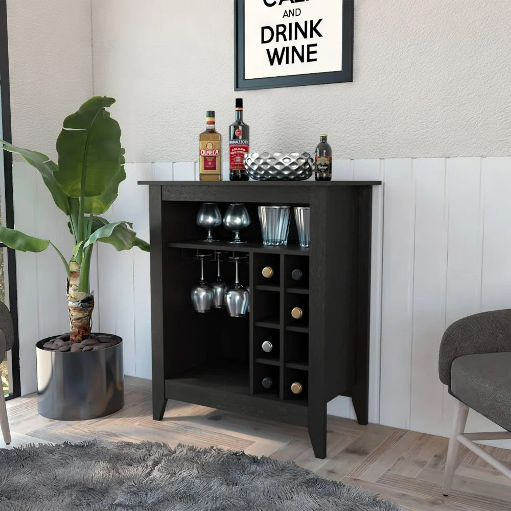 Black Bar Cart With Wine Storage