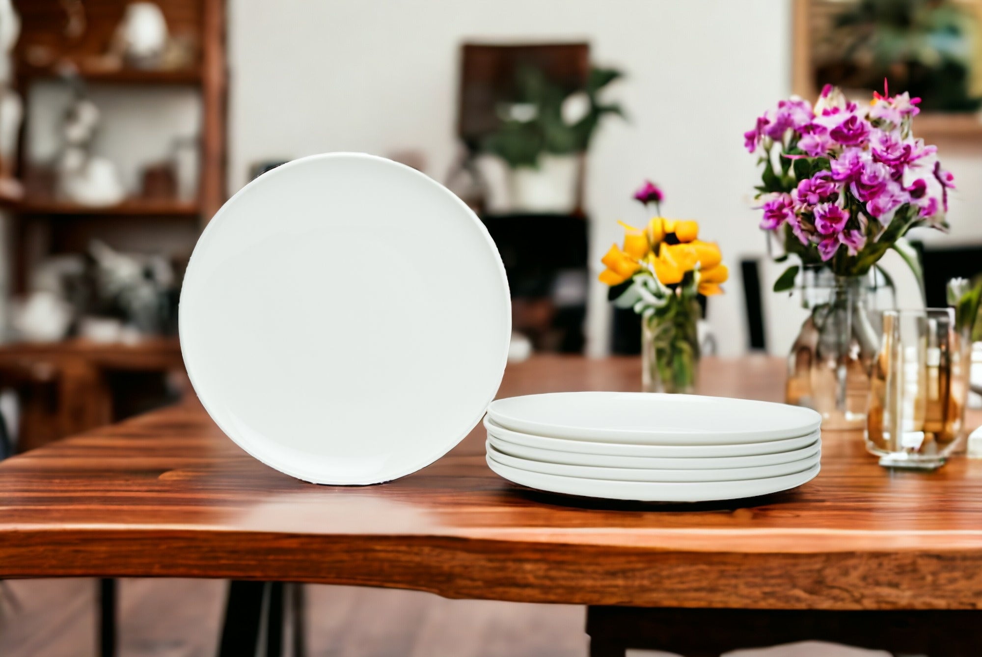 White Six Piece Porcelain Service For Six Salad Plate Set