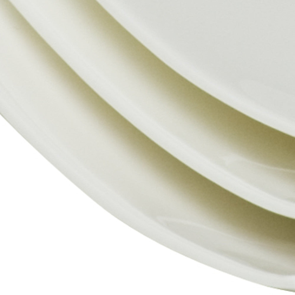 White Six Piece Square Bone China Service For Six Dinner Plate Set