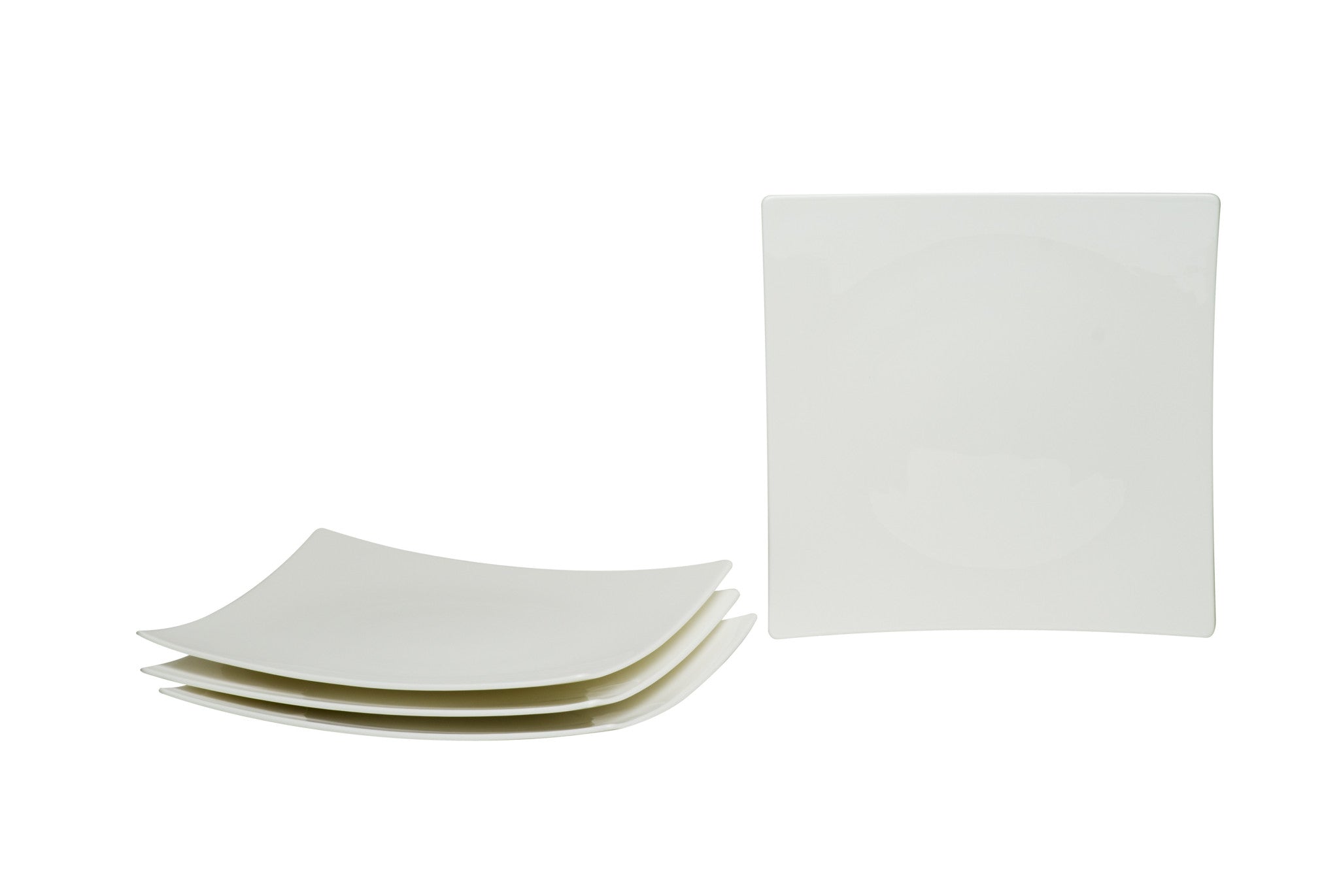 White Six Piece Square Bone China Service For Six Salad Plate Set