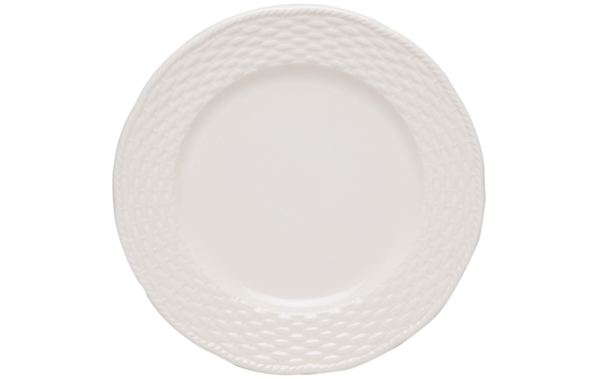 White Four Piece Weave Stoneware Service For Four Dinner Plate Set