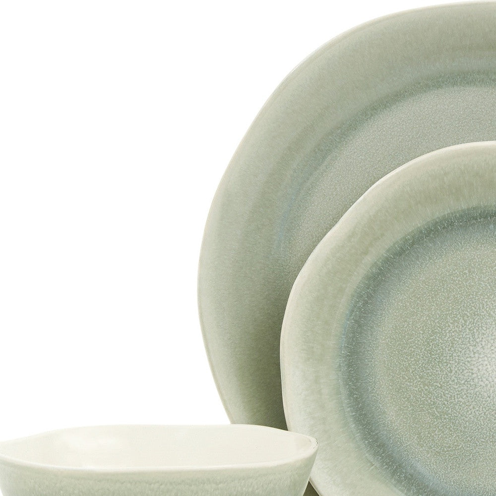 Sage Sixteen Piece Ceramic Service For Four Dinnerware Set